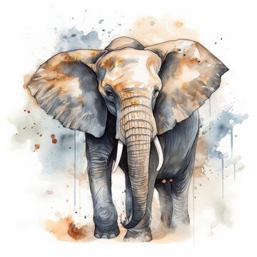 Elephant watercolor sketch - Generative AI