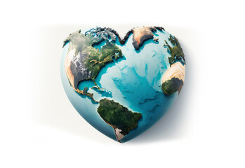 Heart shaped planet Earth Generative Ai
