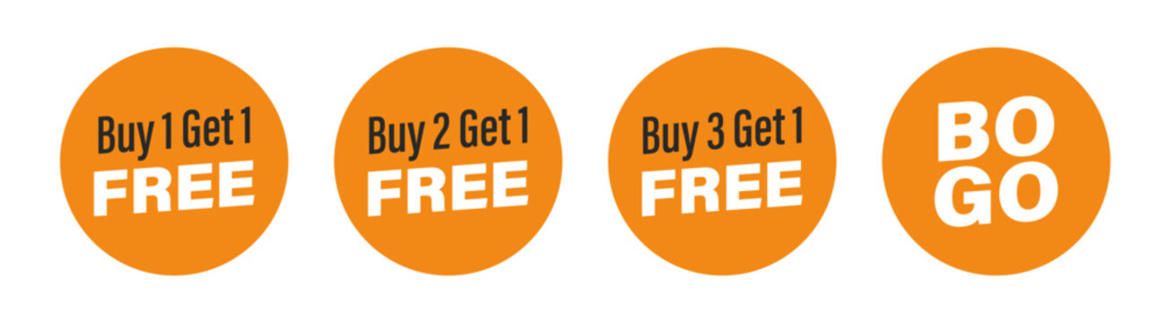 buy 1 get 1 free, bogo vector stickers, sale tag set