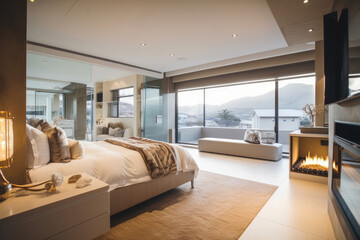 Modern and very spacious room with a magnificent view on the outside