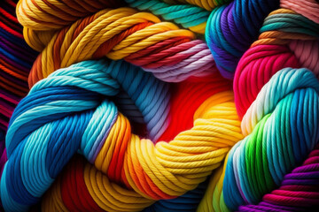 colorful threads for knitting, Generative AI