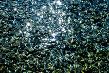 sun shines on the sea water