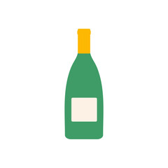 wine flat design vector illustration isolated on white background. Old wine bottle icon. Flat illustration of old wine bottle vector icon for web design