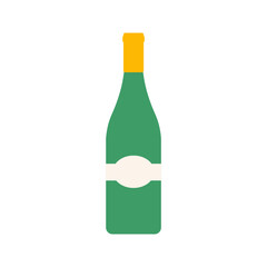 wine flat design vector illustration isolated on white background. Old wine bottle icon. Flat illustration of old wine bottle vector icon for web design