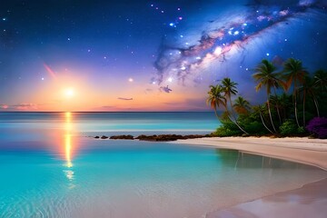 Obraz na płótnie Canvas tropical island at night