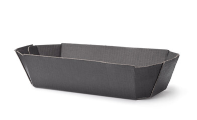 Empty disposable black paper fast food tray