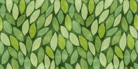 Green leaves seamless vector pattern. Watercolor tea leaf background, textured jungle print.