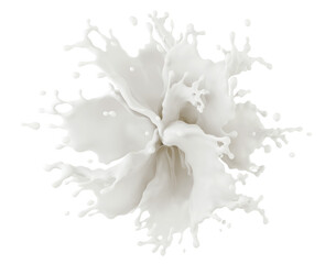 A twisted splash of milk. Sports nutrition, calcium, protein in the diet, liquid wave splashing, milk burst, yogurt flow, milky product, cosmetic advertising. Lactic, dairy motion 3D, transparent PNG