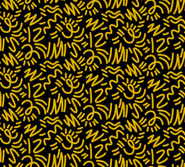 Seamless scribble pattern, striped modern pop art print.