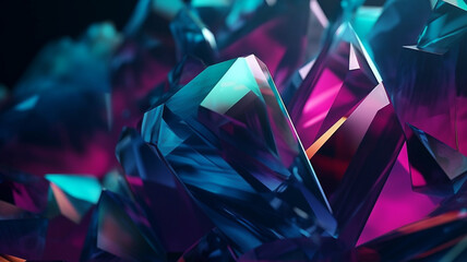 3d rendering, abstract crystal background, faceted glass macro texture, modern geometric wallpaper.