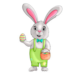 Cute Easter Bunny with Egg and Basket