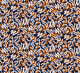 Seamless scribble pattern, striped modern pop art print.