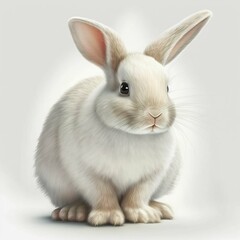 white rabbit on white background generative ai