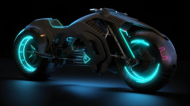 Futuristic Neon Bike, Generative AI