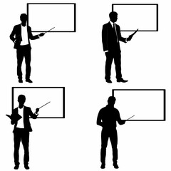 Male teacher with book silhouette vector, logo, icon