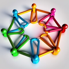 Connect team concept and unity or teamwork idea  business metaphor for joining a partnership as diverse people connected together as a corporate symbol for cooperation and working group Generative AI