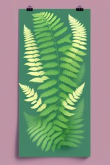 Retro fern blossom illustration poster - Vector - generative ai