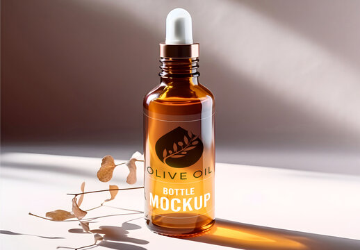 Essential Oil Bottle Mockup. AI Generative