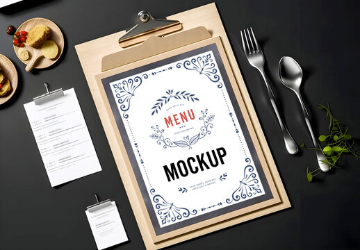 Restaurant Menu Mockup. AI Generative