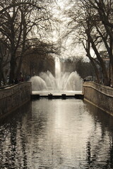 Jardins de la Fontaine by Jacques-Philippe Mareschal, main fountain, Jets d’eau, in Nimes, France...