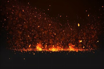 Fototapeta na wymiar Fire sparks on black background, generative ai