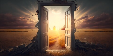 Fototapeta premium Door of creativity and opportunity, generative ai