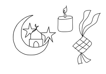 Ramadhan and eid mubarak aidilfitri celebration illustration