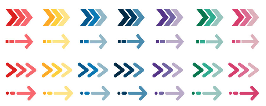 Set of arrows icon. Color arrow symbols. Arrow isolated on a white background, arrows of different colors on a white background - Stock Vector eps10