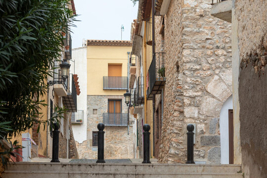 Scenic View of Colorful Old Town Houses in Oropesa del Mar, Spain - Perfect for Travel and Architecture Photography