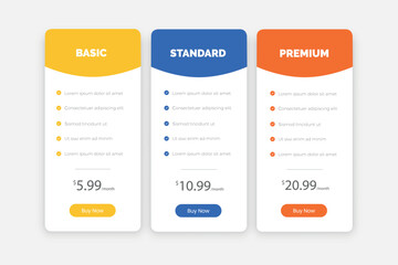 Pricing table pack. Pricing table template for website. Vector stock
