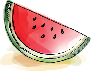watermelon, watercolor style vector drawing