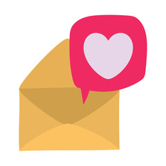 vector icon of letter envelope with speech balloons with hearts inside for valentine with white background 