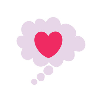 vector icon of dialog clouds with drawing of heart valentines day
