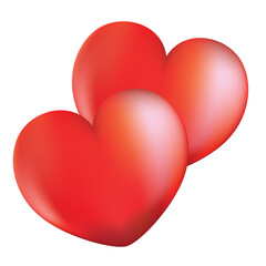 red hearts vector icon with white background