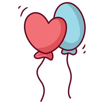 heart shaped balloon vector icon with white background