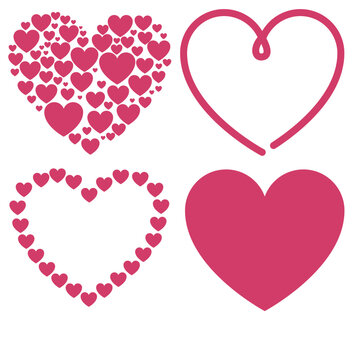 red hearts vector icon with white background