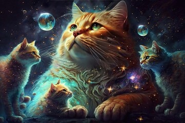 Starr's Radiant Realm of Wonder Cats Generative AI