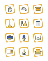 vector image icon set of household elements with white background