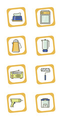 vector image icon set of household elements with white background
