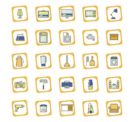 vector image icon set of household elements with white background