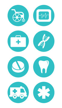 vector image of set of medicine icons with white background