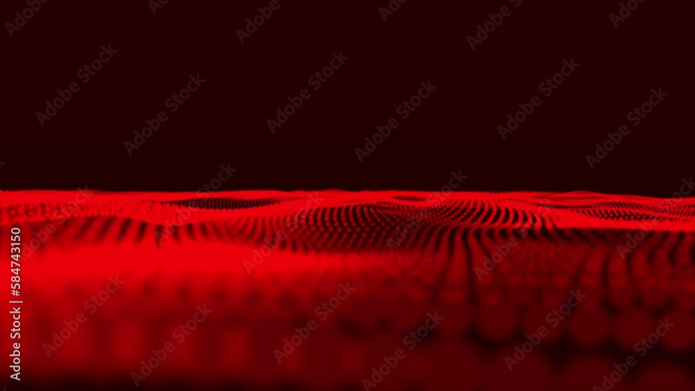Aufkleber red abstract background.  Red color abstract background with dynamic elements of waves. Dots Wave Abstract Digital Technology Background. Abstract trapcode mir white color dots wave isolated 