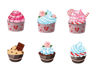 set of cupcake with white background