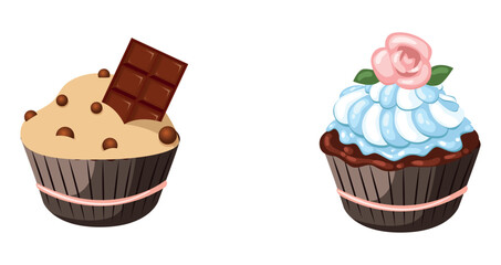 set of cupcake with white background