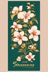 Retro jasmine blossom illustration poster - Vector - generative ai