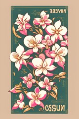 Retro jasmine blossom illustration poster - Vector - generative ai