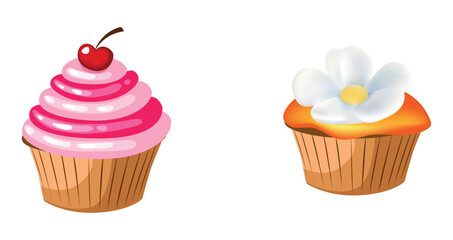 set of cupcake with white background