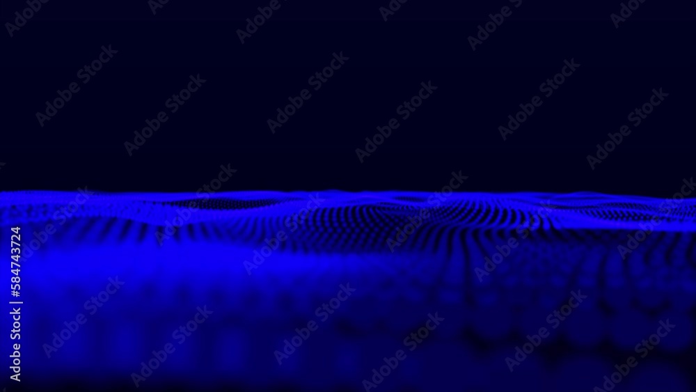 Poster blue color abstract background with dynamic elements of waves. dots wave abstract digital technology