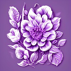 Retro lilac flower illustration poster - Vector - generative ai
