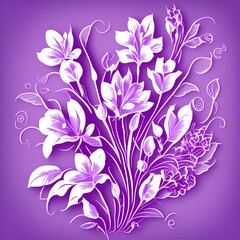 Retro lilac flower illustration poster - Vector - generative ai